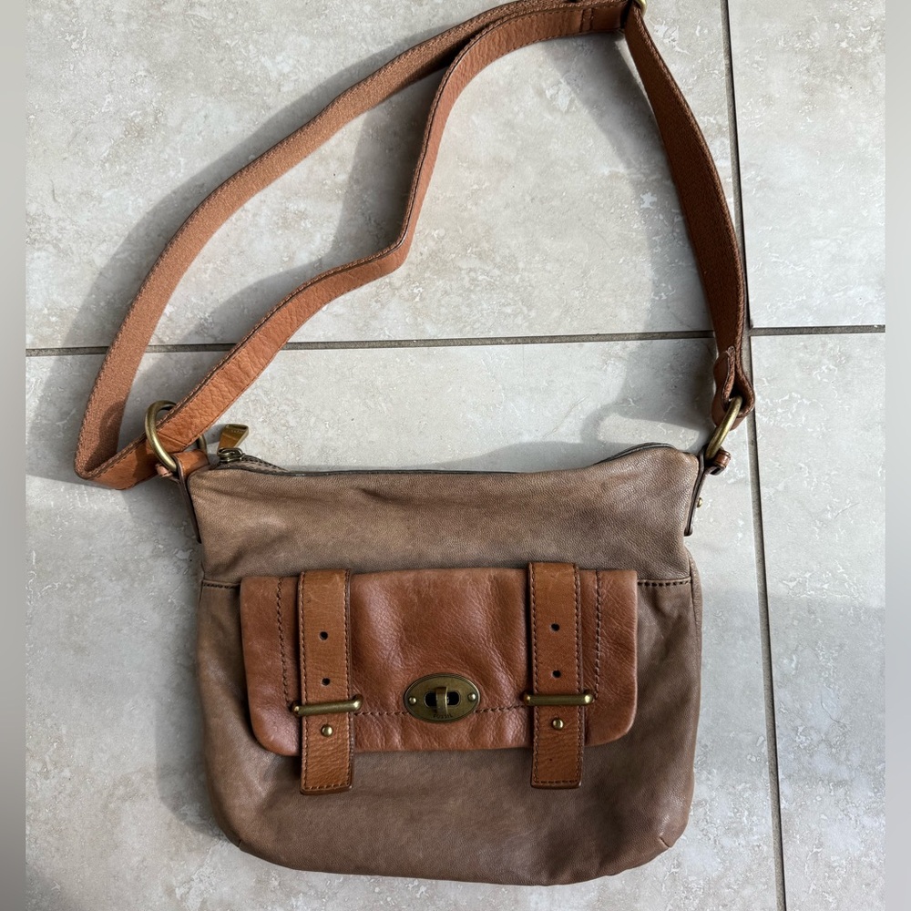 Fossil Brown Leather Crossbody Bag